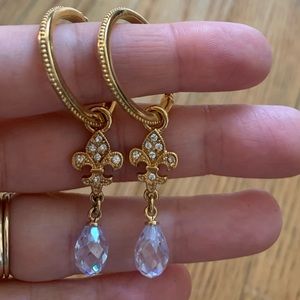 Gold Fleur-de-Lis Drop Earrings